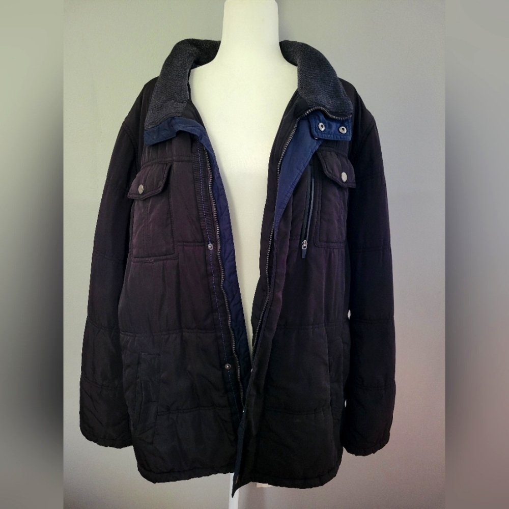 London Fog Men's Black Coat Jacket Puffer Collar Size XXL Lined